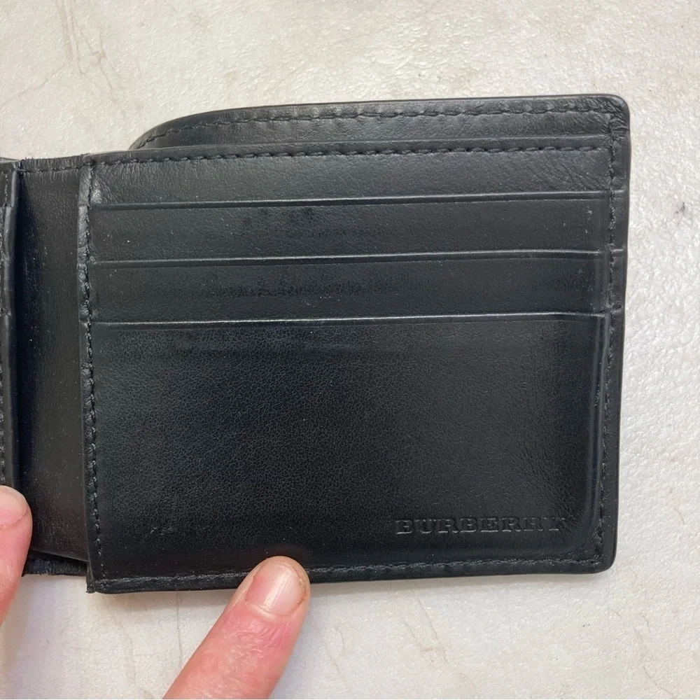 Burberry black leather perforated men’s wallet rare
